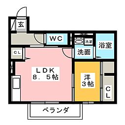 ボンテール池端 1DKの間取図画像