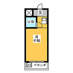 ラ・トゥールナリタ 4階ワンルームの間取り