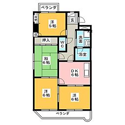 シャトレー　ミュ−ズ 3階4DKの間取り