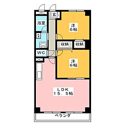 Ｐｅａｃｈ花の家 3階2LDKの間取り