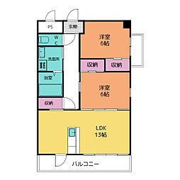 Casa Esta Vivo 2階2LDKの間取り