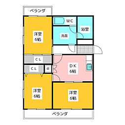 Ｅｓｐｅｒａｎｚａ　Ｈｉｌｌｓ 2階3DKの間取り