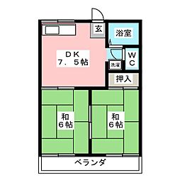 タウニーたねも 2階2DKの間取り
