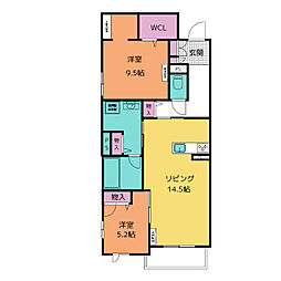 セントリビエyokosuka 301 3階2LDKの間取り