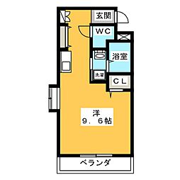 第10タツミビル 4階ワンルームの間取り