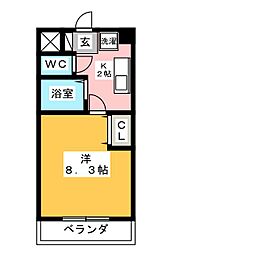 エスポアール富貴ノ台 3階1Kの間取り
