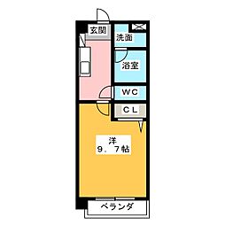 向山ヒルズ 1Kの間取図画像