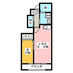 イースト加木屋 1LDKの間取図画像