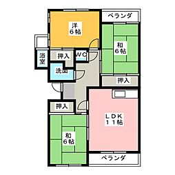 シェニールハイツ 3LDKの間取図画像