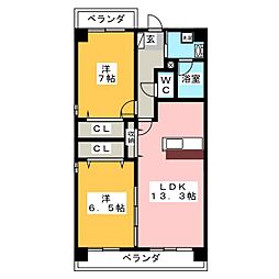 サンヒルズ 2LDKの間取図画像