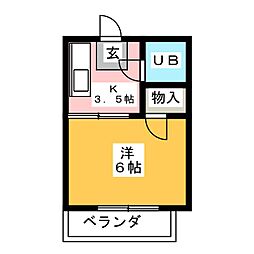 ウノロイヤルかなわ 1Kの間取図画像