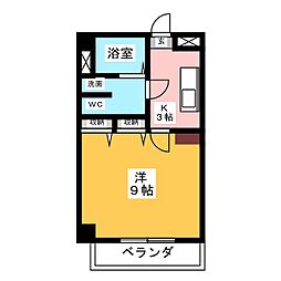 加木屋ビル102 1Kの間取図画像