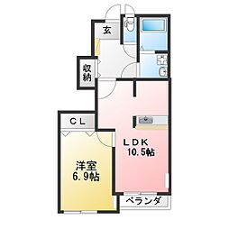 ハッピーライフ共和2 1LDKの間取図画像