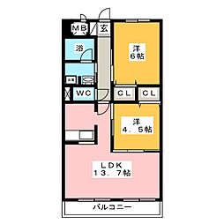 マザーズ東邦 2LDKの間取図画像