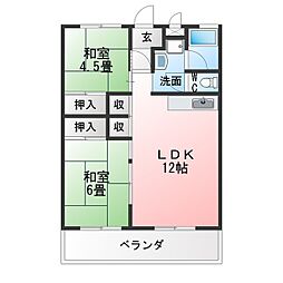 三宅山ハイツ 2LDKの間取図画像