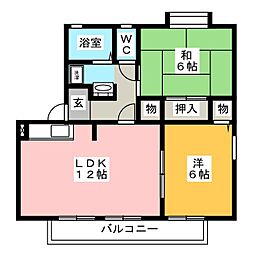 ドエリング川池 2LDKの間取図画像