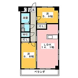 クラリティー呉天石 2LDKの間取図画像