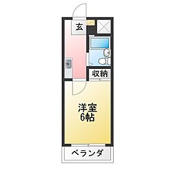 エクセル共和 1Kの間取図画像