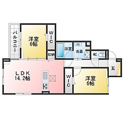クレストリア 2LDKの間取図画像