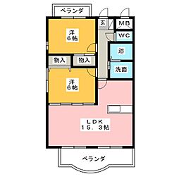 エクセル祥雲 2LDKの間取図画像