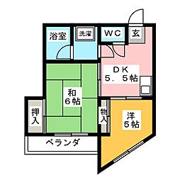 マリエ共和 2DKの間取図画像
