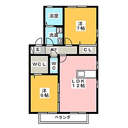 ミーオ・パトリアB 2LDKの間取図画像