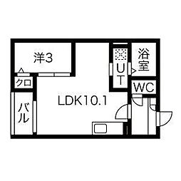 Ｊａｃｋ　ｓｈｉｎｋａｉI 3階1LDKの間取り