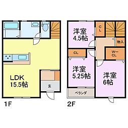 リーブルファイン苅屋町 1階3LDKの間取り