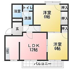 オランジュリーコジマC棟 2LDKの間取図画像