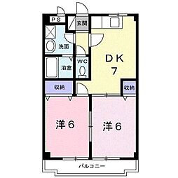 シャンポールドエル2 2DKの間取図画像