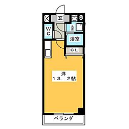 スプリーム寺本 ワンルームの間取図画像