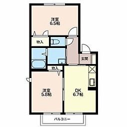 パーク・ストーン 2DKの間取図画像
