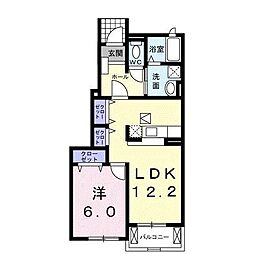 オレンジハウスA 1LDKの間取図画像