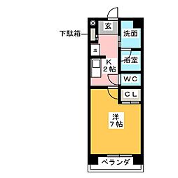 Raffine多屋3 1Kの間取図画像