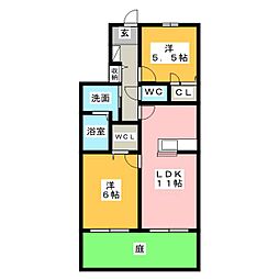 ゼファー新海 2LDKの間取図画像