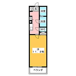 キャッスル常滑 1Kの間取図画像