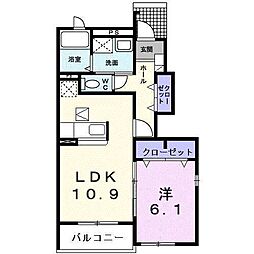 レインボーヒルズ3 1LDKの間取図画像
