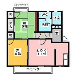 オランジュリーコジマC棟 2LDKの間取図画像