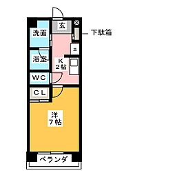 Raffine多屋3 1Kの間取図画像