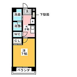 Raffine多屋3 1Kの間取図画像