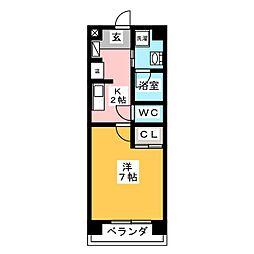 Raffine多屋3 1Kの間取図画像