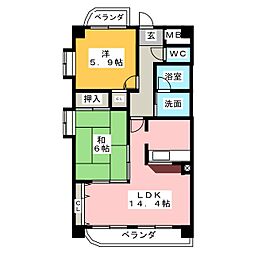 サプリーム新知台 2LDKの間取図画像