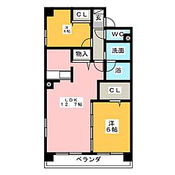 ヴェルデ梅が丘 2LDKの間取図画像