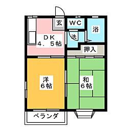 バードヒル 2DKの間取図画像