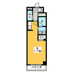 セントラルスクエア岩倉 2階ワンルームの間取り