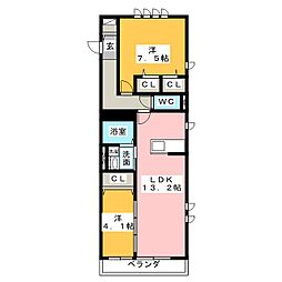 プロムナード3 2LDKの間取図画像