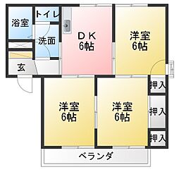アビタシオン英 3DKの間取図画像