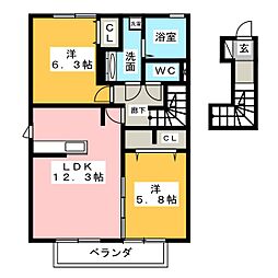 ヴァンオーキッド2 2LDKの間取図画像