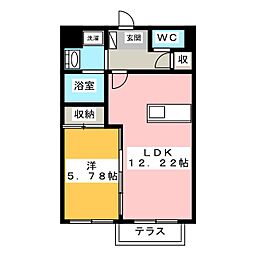 エクセルハイム天王 1LDKの間取図画像