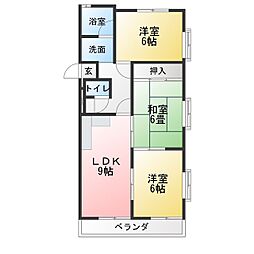 86マンション 3LDKの間取図画像
